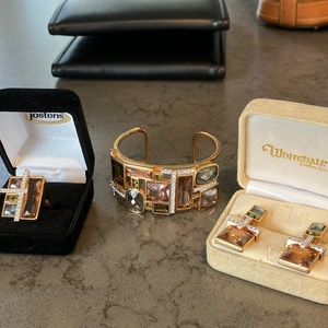 Swarovski crystal necklace, bangle,ring and earrings set